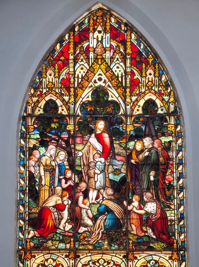 Stained glass window at Garrison Wesley Church